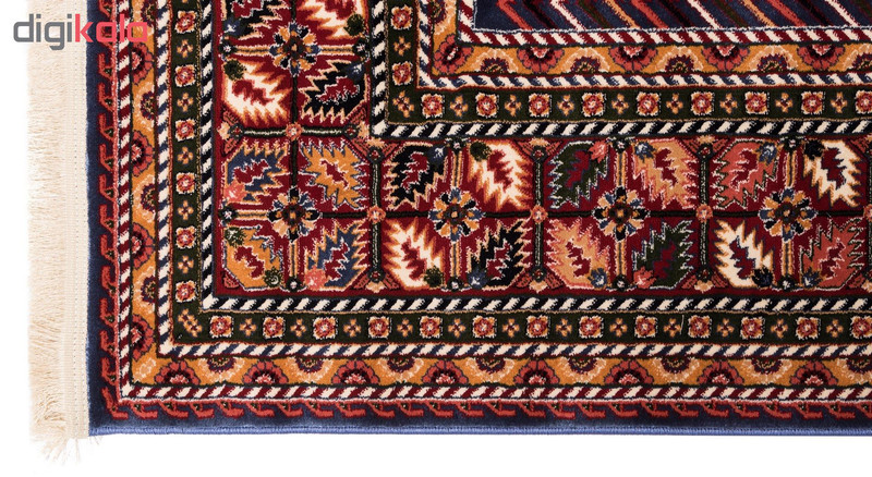 گبه ماشینی دنیای فرش کد 518B زمینه آبی کاربنی