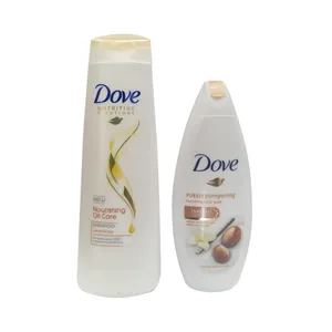 شامپو موی داو مدل nourishing oil care حجم 400 میلی لیتر به همراه شامپو بدن داو مدل purely حجم 250 میلی لیتر
