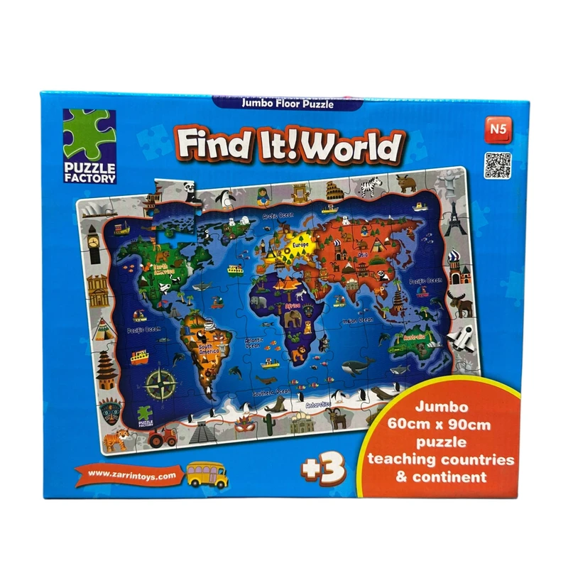 پازل 50 تکه زرین تویز مدل نقشه جهان مناسب برای کودکان