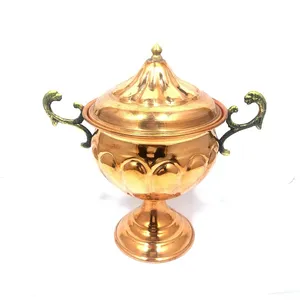قندان پایه  دار مسی کدM01 دسته برنجی