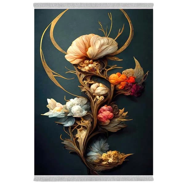 فرش پارچه‌ای دفه مدل فرشینه شانل مخمل طرح فانتزی کد 7147