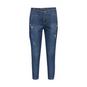 شلوار جین زنانه مدل مام استایل رنگ آبی تیره