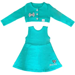 ست کت و سارافون دخترانه مدل 004 رنگ سبز