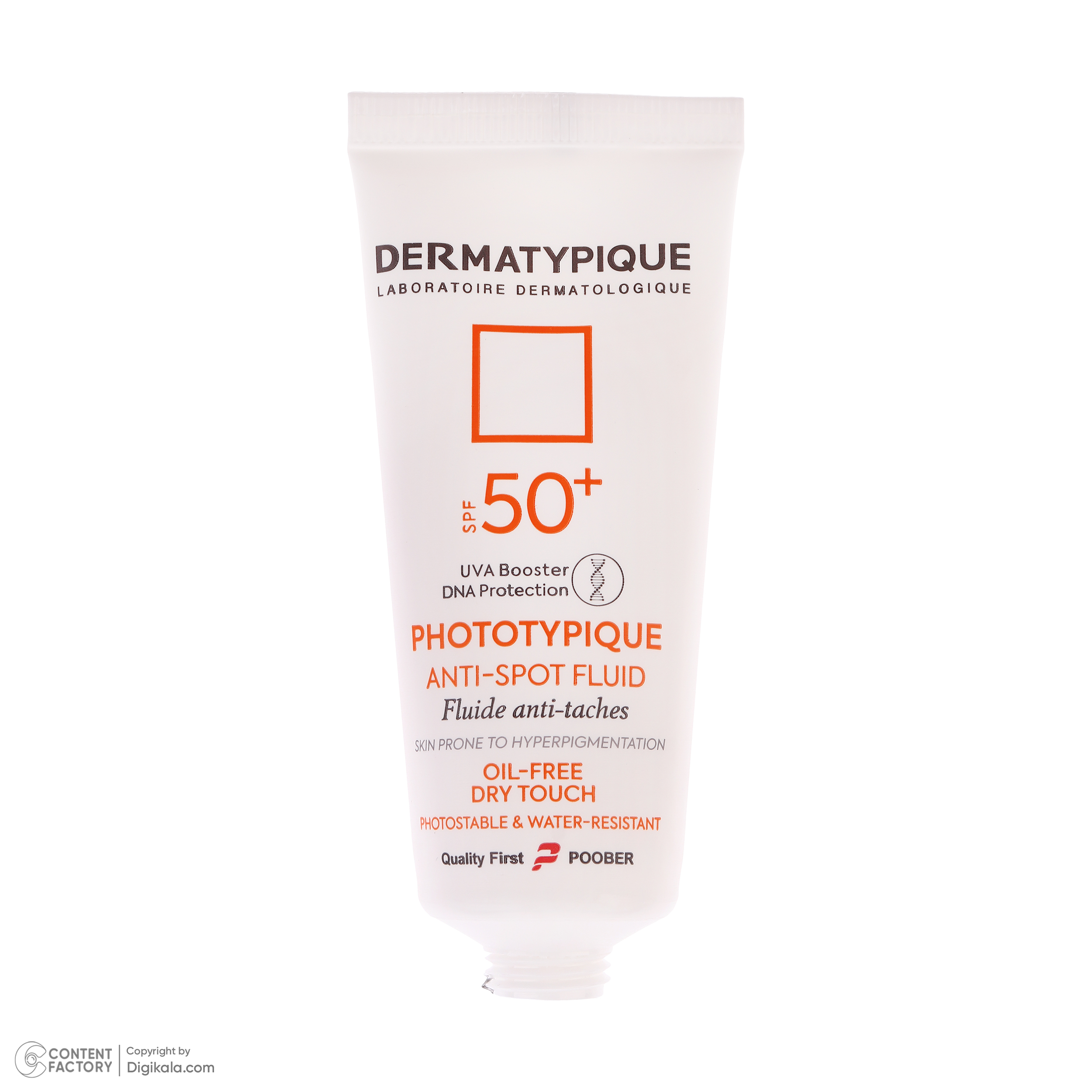 فلوئید ضد آفتاب بدون رنگ درماتیپیک مدل anti taches محافظ UVA،UVB مناسب برای انواع پوست حجم 40 میلی لیتر