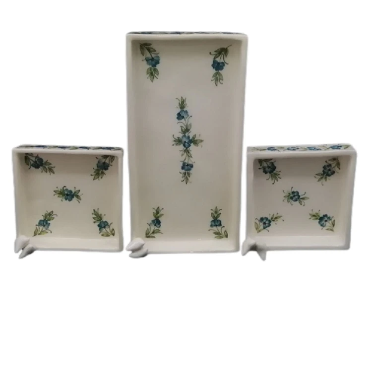 شیرینی خوری سرامیکی هیوا طرح میخک مدل پیچک  کد 9304113 مجموعه 3 عددی