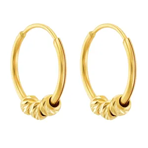 تخفیف گوشواره حلقه‌ای طلا 18 عیار زنانه طلا و جواهر ویانا مدل توپ تراش البرنادو