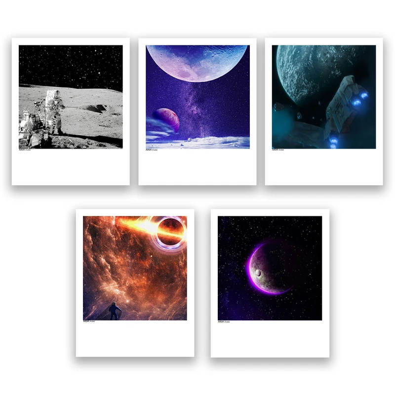 آویز تزیینی عرش مدل فانتزی فضا و کهکشان کد Asa734 مجموعه پنج عددی