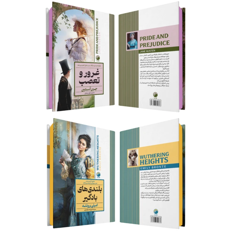 عکس شماره 4 : کتاب ربه کا، بلندی های بادگیر، صد سال تنهایی، دزیره، جنایت و مکافات، غرور و تعصب اثر جمعی از نویسندگان انتشارات هیتا مجموعه 6 جلدی