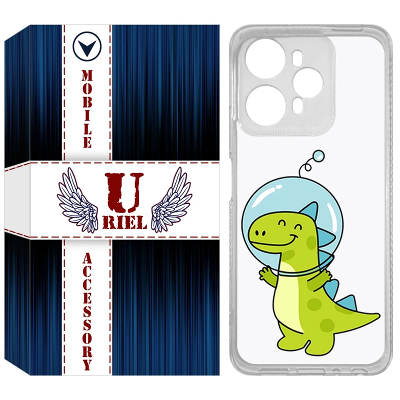 کاور یوریل مدل Clear کد 62 طرح دایناسور فضانورد مناسب برای گوشی موبایل وکال V1 / V1 Plus