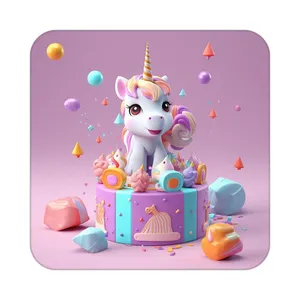 زیر لیوانی کاکتی طرح اسب تک شاخ و یونیکورن مدل mp30012