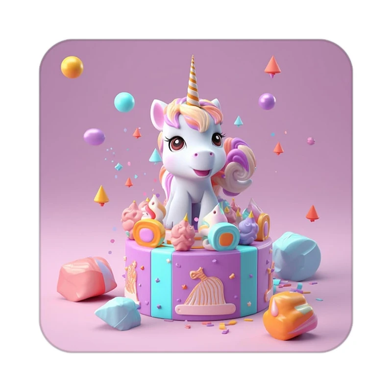 زیر لیوانی کاکتی طرح اسب تک شاخ و یونیکورن مدل mp30012