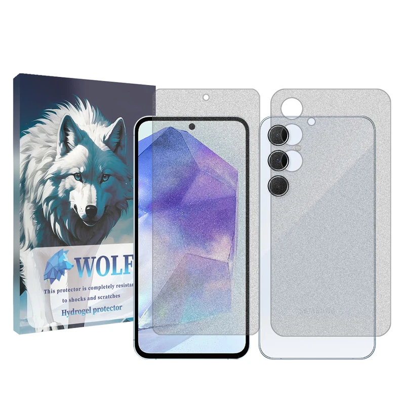 محافظ صفحه نمایش مات ولف مناسب برای گوشی موبایل سامسونگ Galaxy A55 به همراه محافظ پشت گوشی