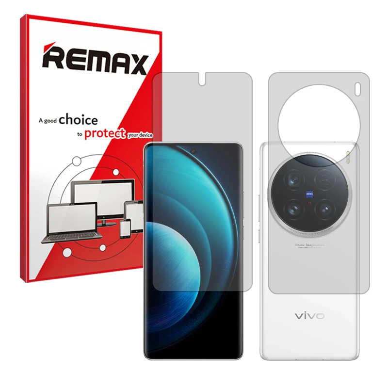 محافظ صفحه نمایش شفاف ریمکس مدل هیدروژلی مناسب برای گوشی موبایل ویوو X100 Ultra به همراه محافظ پشت گوشی