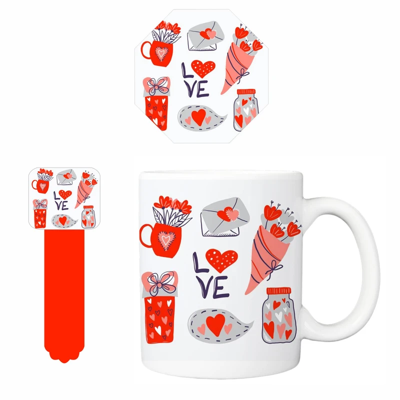 ماگ مدل 129 به همراه زیر لیوانی و بوک مارک