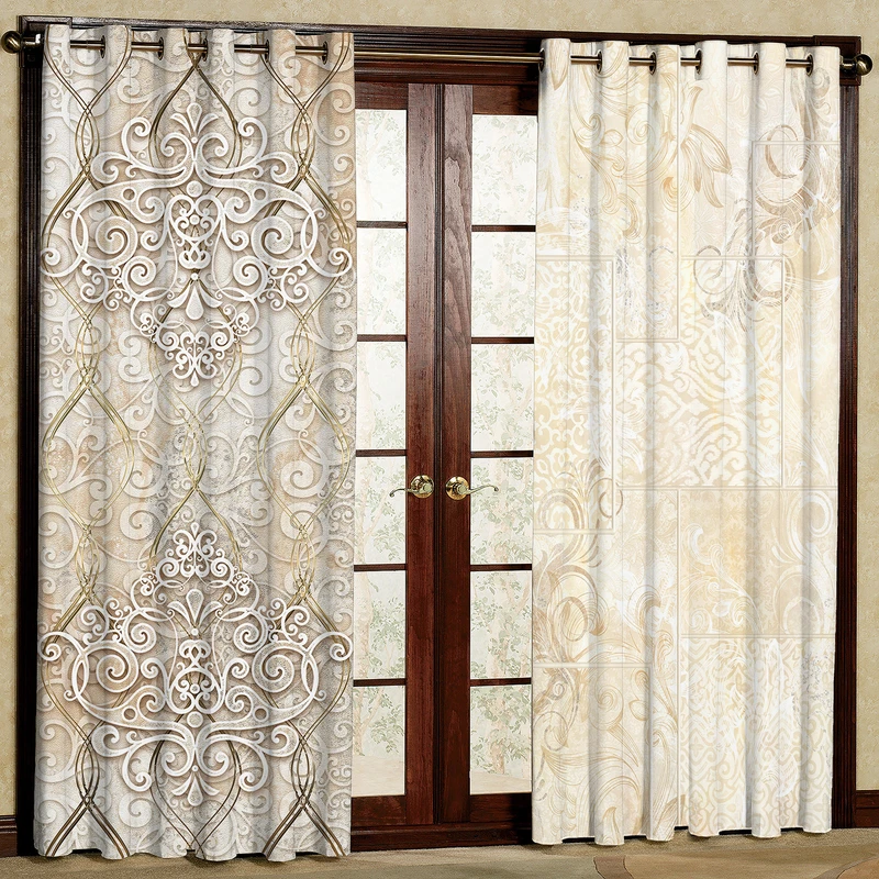 پرده بارمان دکور طرح پتینه مدل هازان پانچی کد 83-4482 W سایز 140x280 سانتی متر