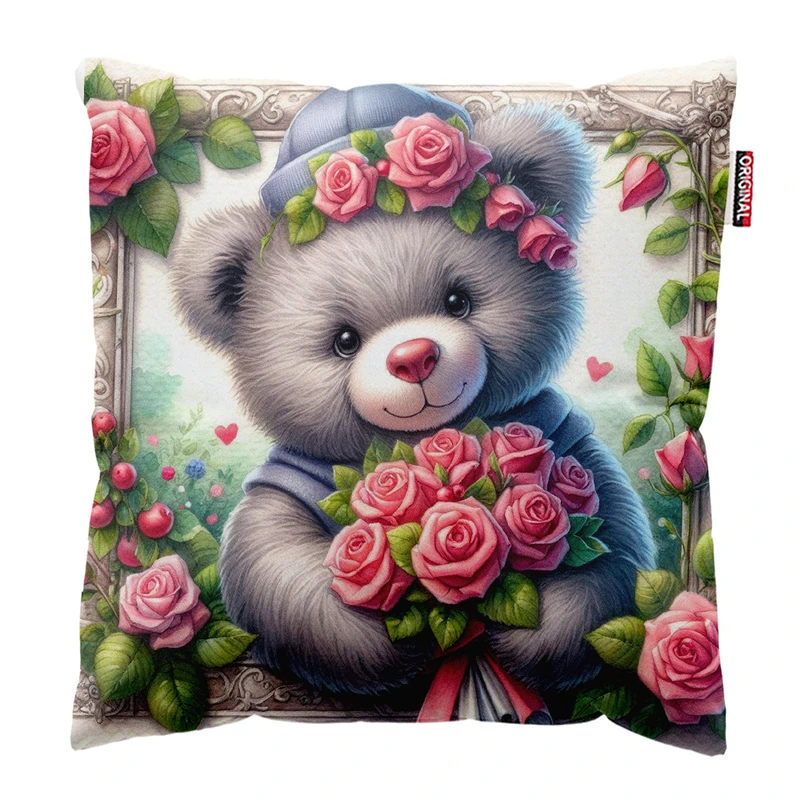 کوسن پاد آفرین مدل کارتونی طرح خرس تدی کد PK403729 سایز 40*40 سانتی متر