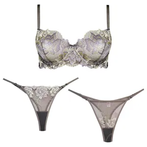 ست شورت و سوتین زنانه برتا مدل فنردار کد 5100-2420-GP بسته 3 عددی