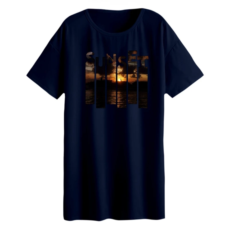 تی شرت لانگ آستین کوتاه زنانه مدل غروب آفتاب