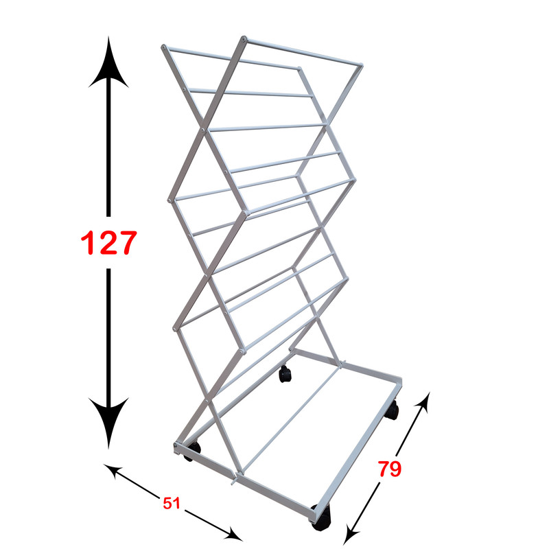 بند رخت مدل سیار سفید آکاردئونی  کد13  تسمه