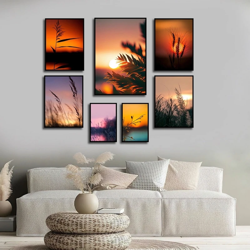 تابلو بکلیت طرح طبیعت و غروب مدل B-2666 مجموعه 7 عددی