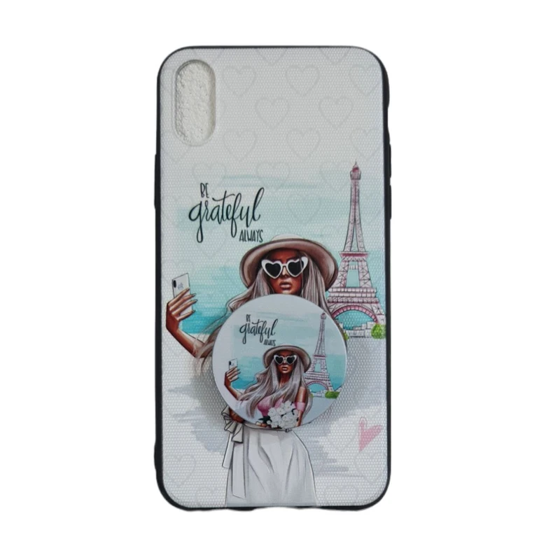 کاور طرح دخترانه کد 540 مناسب برای گوشی موبایل اپل iPhone X/XS به همراه پایه نگهدارنده