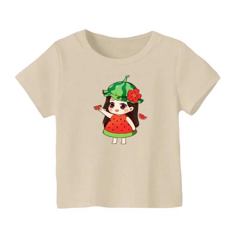 تی شرت آستین کوتاه بچگانه مدل دخترک یلدایی کد  8 رنگ کرم