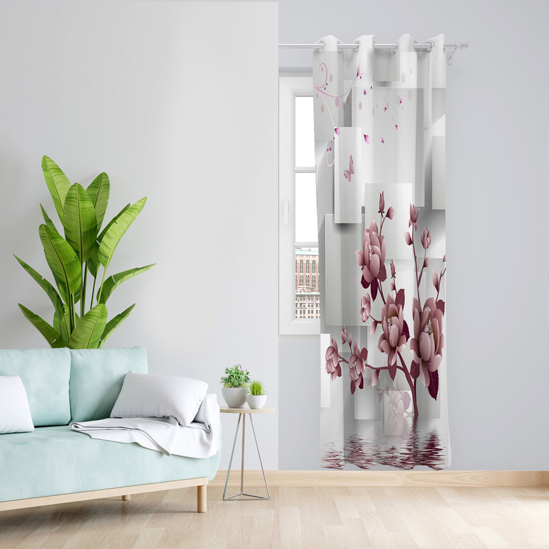 پرده طرح گل مدل مخمل پانچی کد  L 253 Z سایز 140x200 سانتی متر
