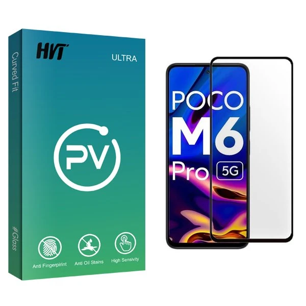 محافظ صفحه نمایش شیشه ای اچ وی تی مدل PV مناسب برای گوشی موبایل شیائومی Poco M6 Pro