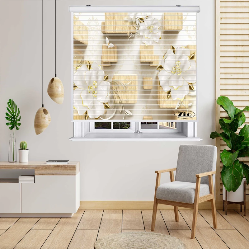 پرده زبرا زیو مدل سیلوئت 3D1272 سایز 150x150 سانتی متر