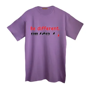 تی شرت لانگ  آستین کوتاه زنانه مدل متفاوت باش رنگ یاسی