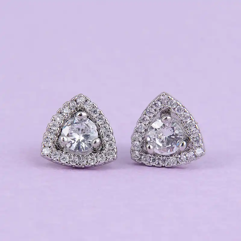 گوشواره زنانه بازرگانی میلادی مدل نگین دار کد GZN_302