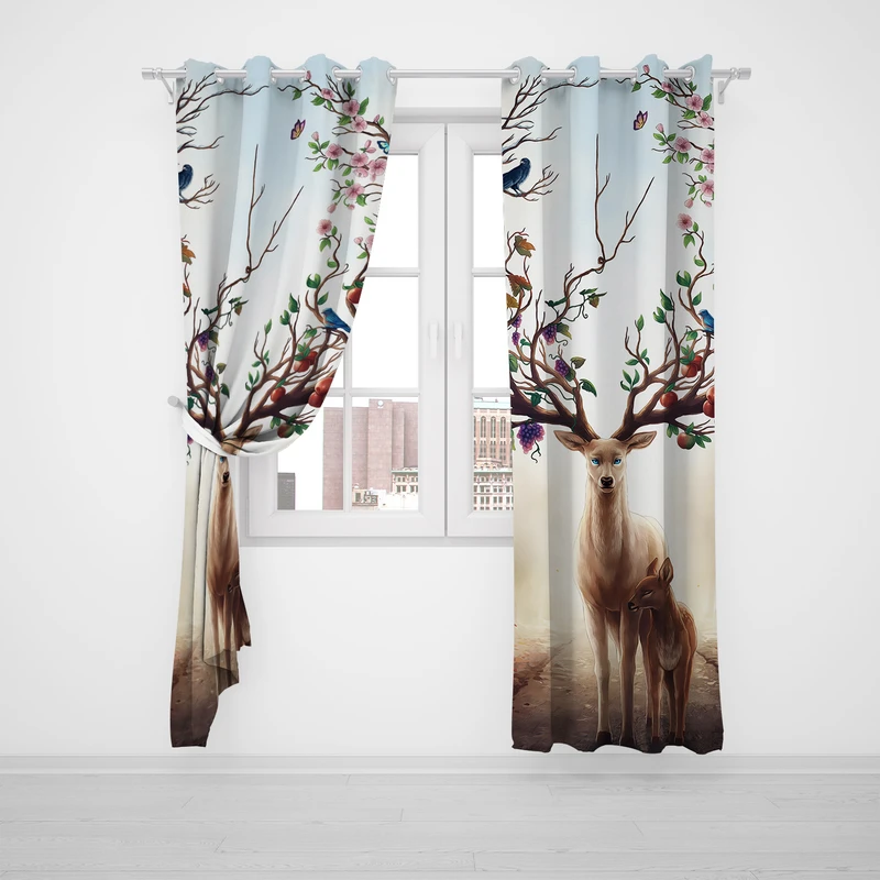 پرده مدل گوزن P2-142 سایز 140x280 سانتی متر