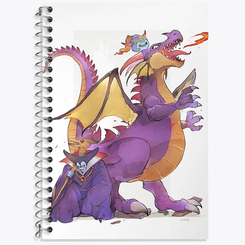 دفتر زبان 50 برگ خندالو مدل دو خط طرح بازی دراگون کوئست (Dragon Quest) کد 35262