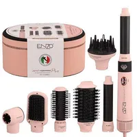سشوار برس دار حالت دهنده انزو پروفیشینال مدل EN-4133 PRO با توان 1500 وات، موتور DC، تنظیمات دما سه حالته، تنظیم سرعت دو سرعته، فرکنندگی، صاف&zwnj;کنندگی، خشک&zwnj;کنندگی قوی، حجم&zwnj;دهندگی، همراه با سری شانه&zwnj;دار