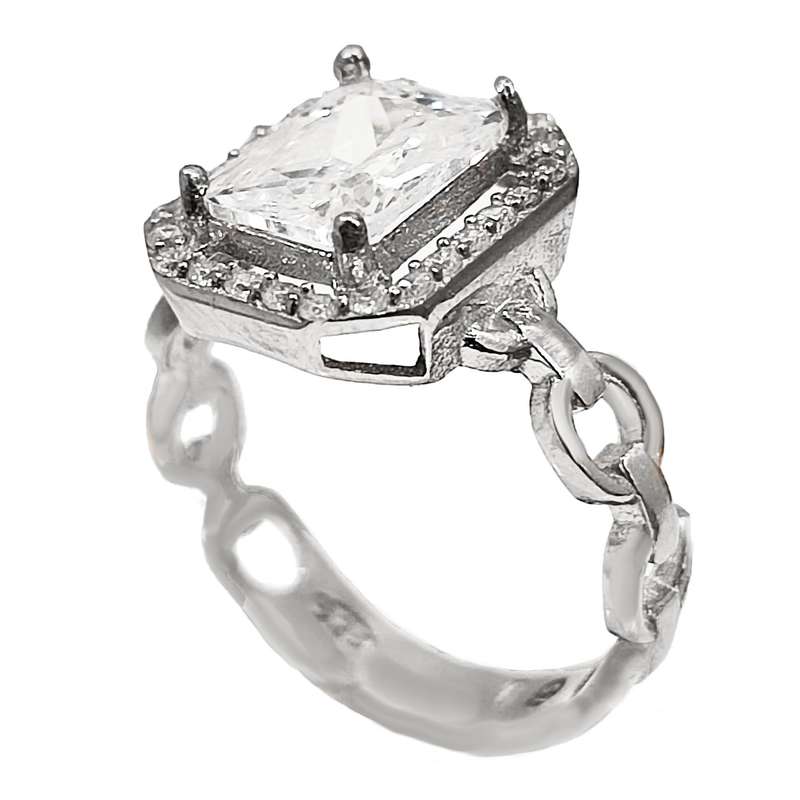 انگشتر نقره زنانه مدل جواهری امرالد کات JW50470 انگشتر نقره زنانه مدل جواهری امرالد کات JW50470