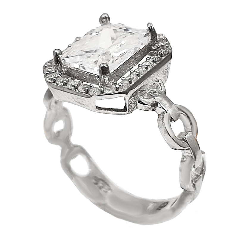 انگشتر نقره زنانه مدل جواهری امرالد کات JW50470 انگشتر نقره زنانه مدل جواهری امرالد کات JW50470