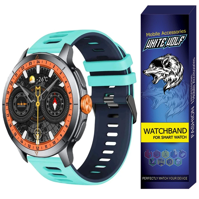 بند وایت ولف مدل  WB-SIL- 2C مناسب برای ساعت هوشمند  گلوریمی GX RACE / 22mm