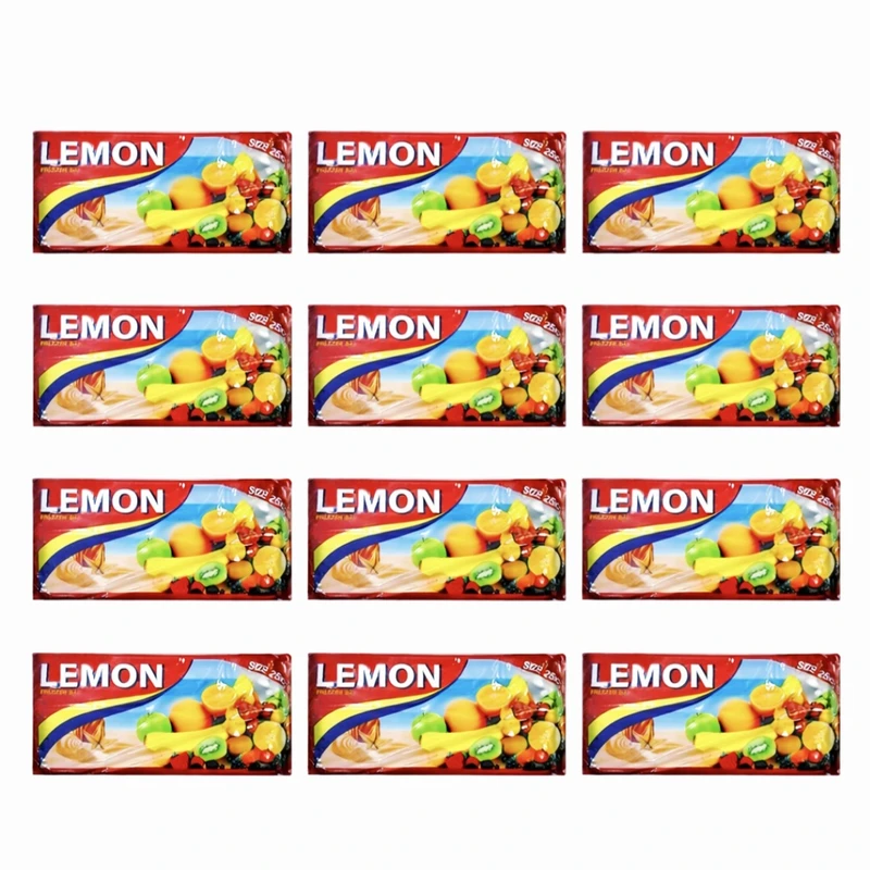کیسه فریزر لمون مدل چسبی p12 بسته 12 تایی 80 عددی