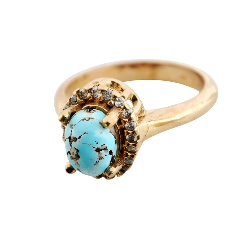 انگشتر زنانه مدل طلا روس فیروزه q041