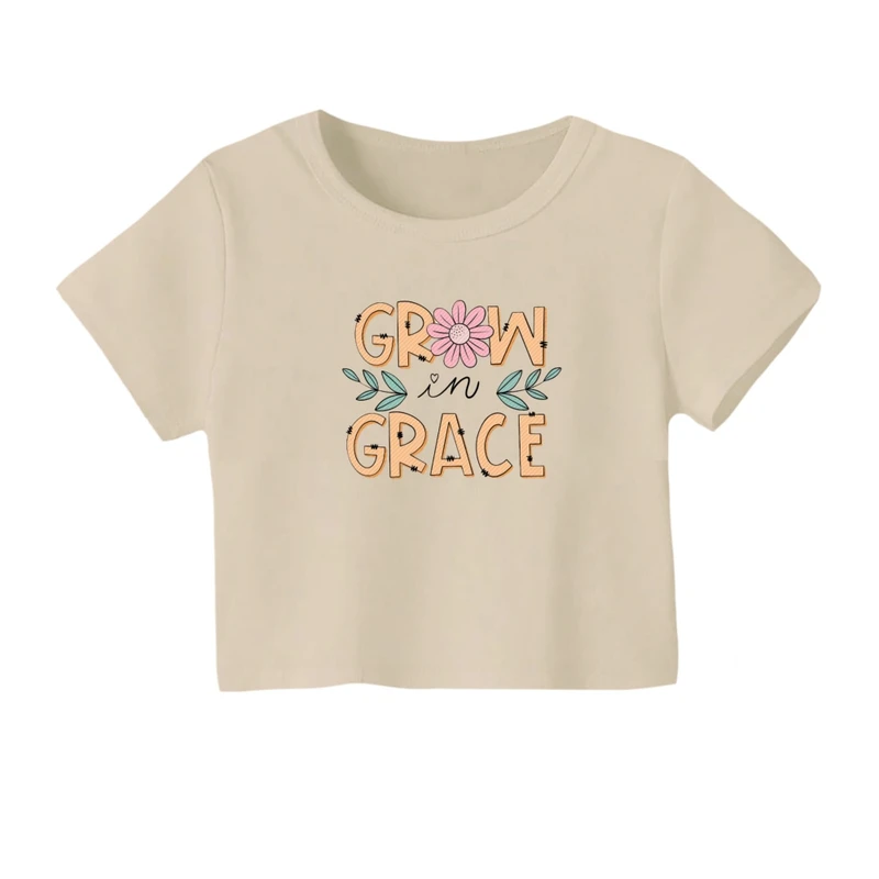 کراپ‌ تی‌شرت آستین کوتاه زنانه مدل نوشته کد 01