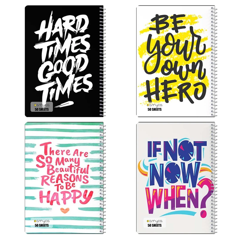 دفتر نقاشي 50 برگ کارنيکا طرح انگیزشی Quote کد 44835 مجموعه 4 عددی