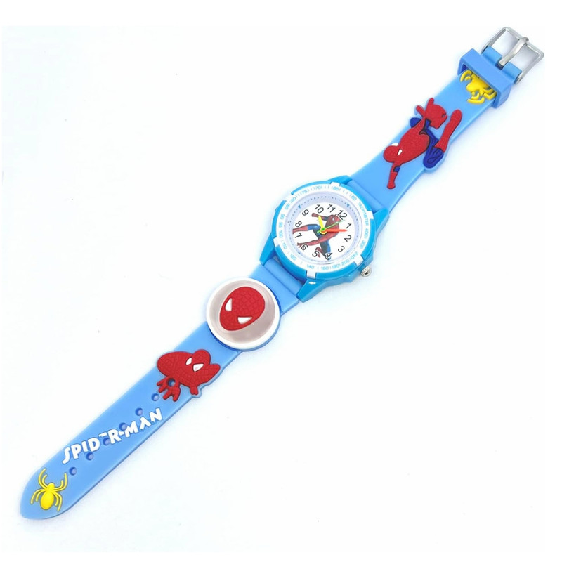 ساعت  مچی عقربه ای پسرانه مدل چراغدار بند سیلیکونی ضد حساسیت طرح مرد عنکبوتی کد 4