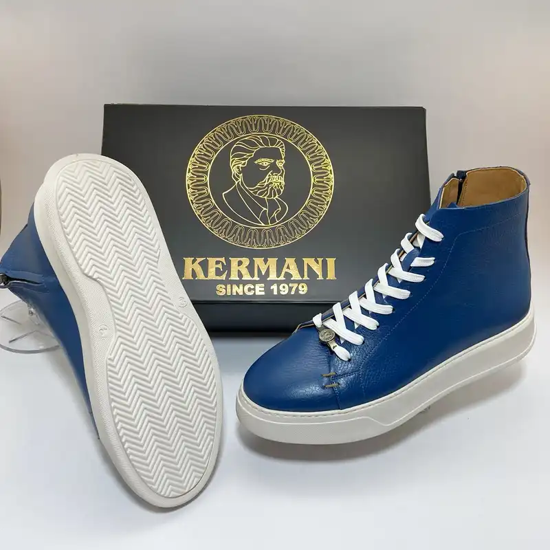 نیم بوت زنانه کرمانی مدل چرم دستدوز فلوتر کد 650 رنگ آبی