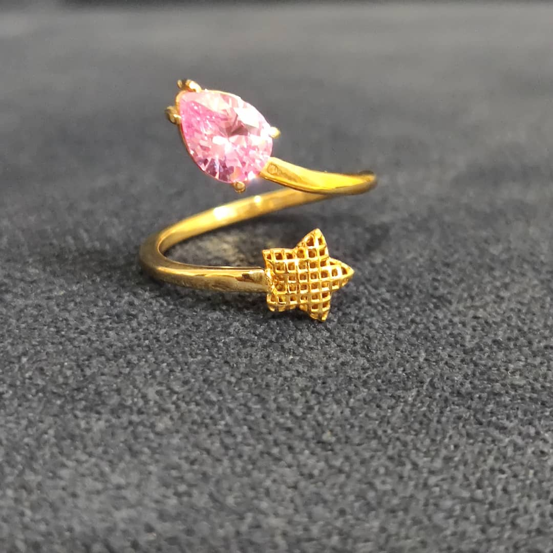  انگشتر طلا 18 عیار زنانه قیراط طرح ستاره کد GH323