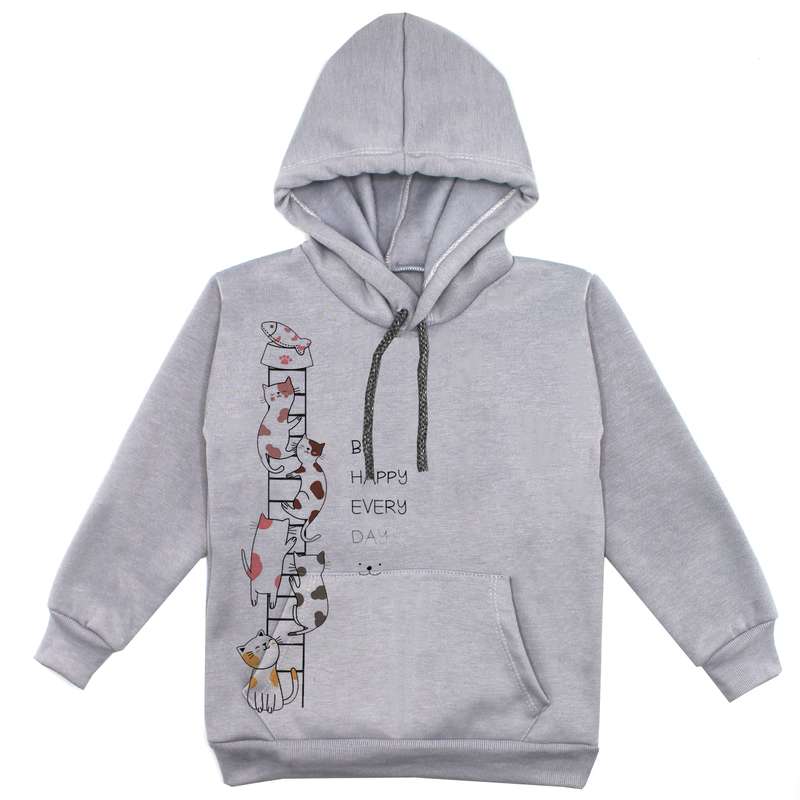 هودی پسرانه مدل حیوانات F64 رنگ طوسی