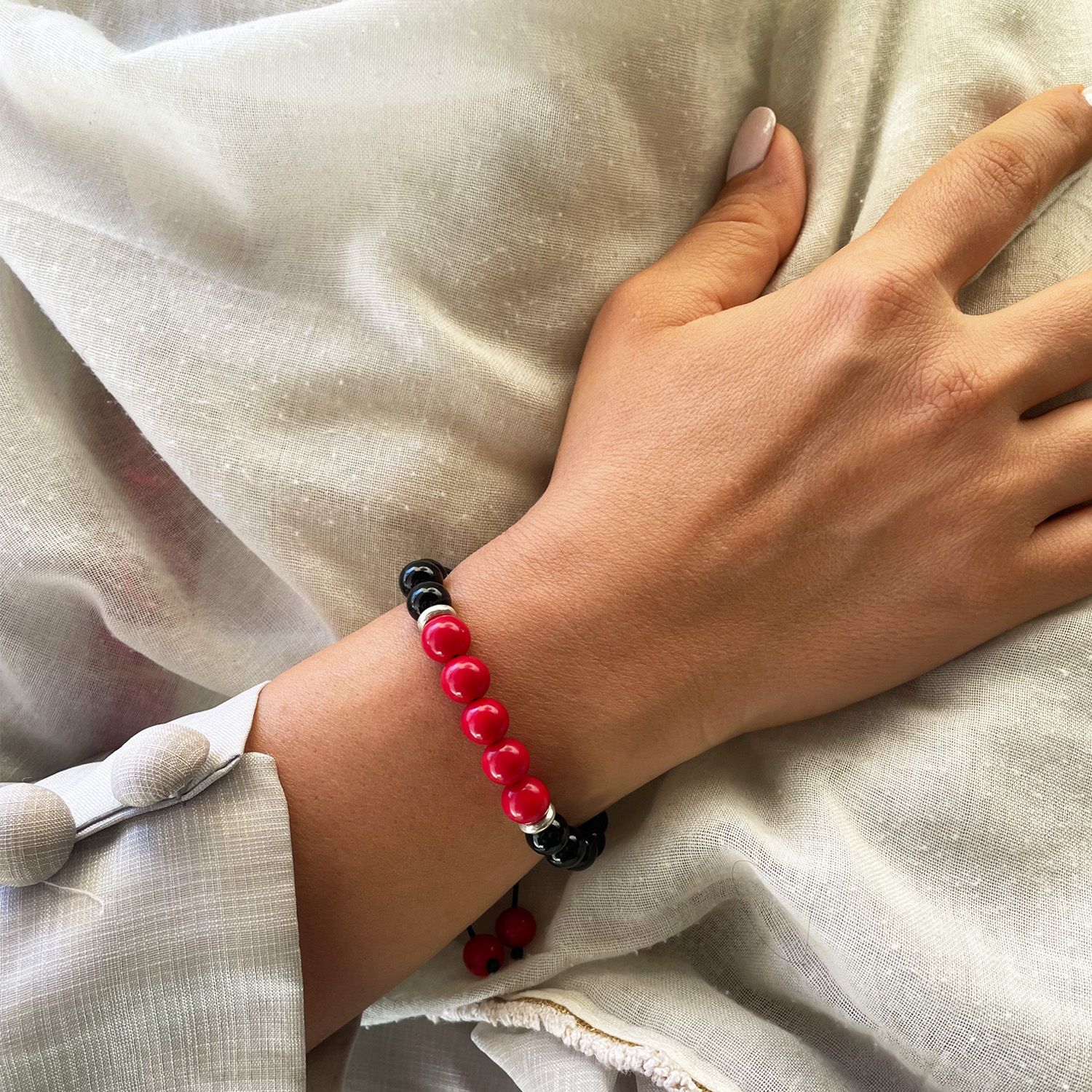 دستبند نقره پرمون مدل مرجان - - 5