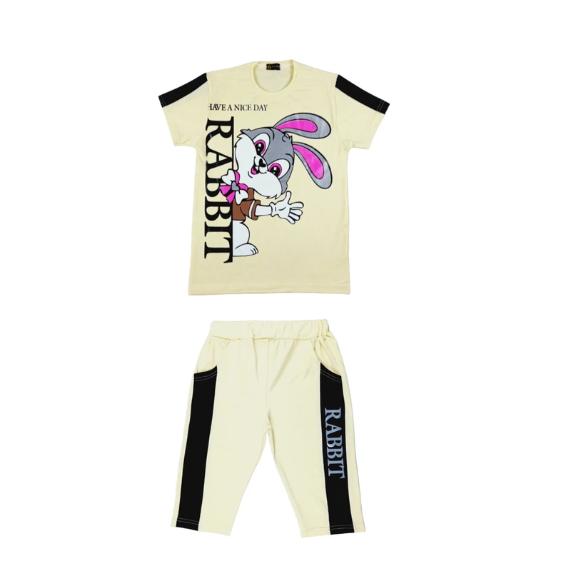 ست تی‌شرت آستین کوتاه و شلوارک دخترانه مدل 601007Z