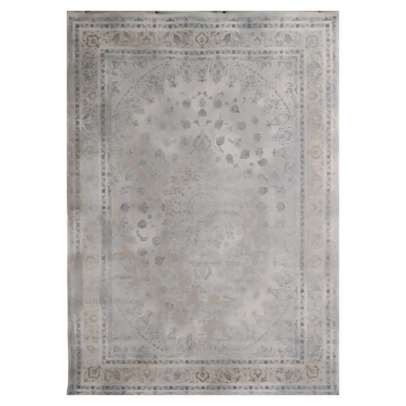 فرش ماشینی 1200 شانه زمینه کرم حاشیه کرم مدل مینیمال وینتیج پینترستی