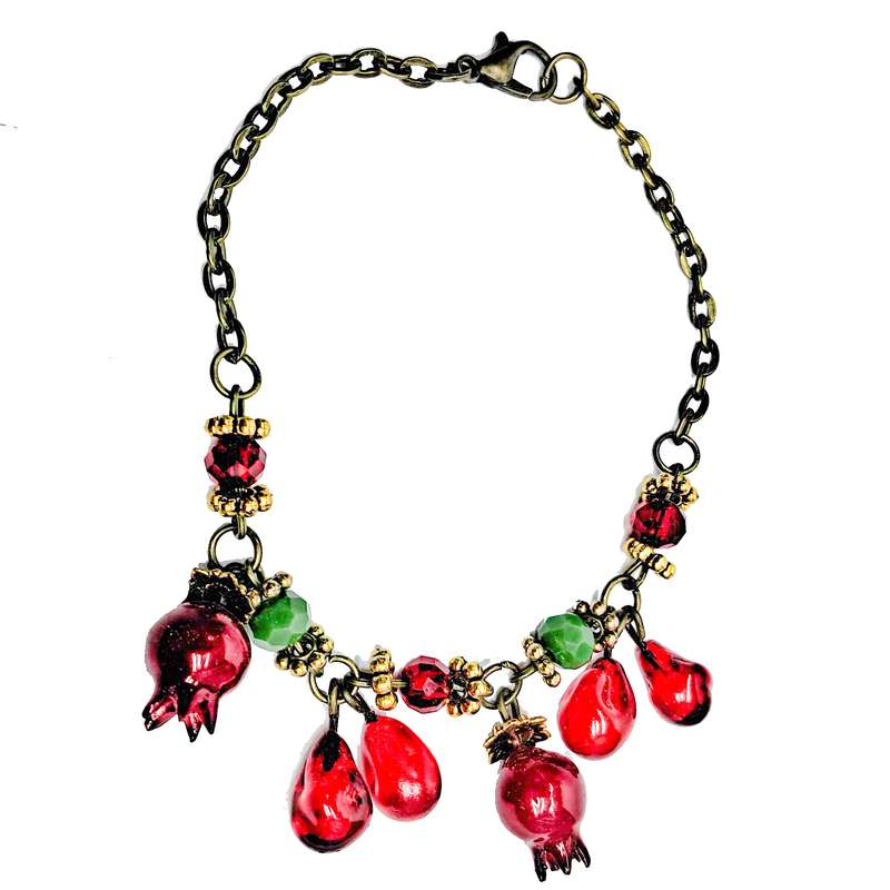 دستبند دخترانه مدل انار طرح یلدایی کد b.17.55