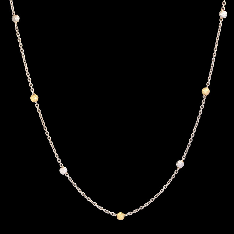 گردنبند طلا 18 عیار زنانه با زنجیر البرنادو طلای مستجابی مدل گوی کد 45